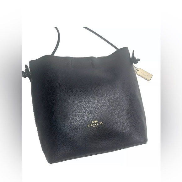 Coach Derby Crossbody‎ Flower Bag In Black Pebble Leather Suede Interior F58661 - Picture 1 of 14